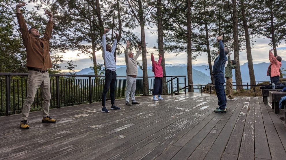 Mountain Top Tai Chi in Alishan in the morning